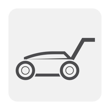 Çim biçme makinesi simgesi tasarım, siyah ve outlline.