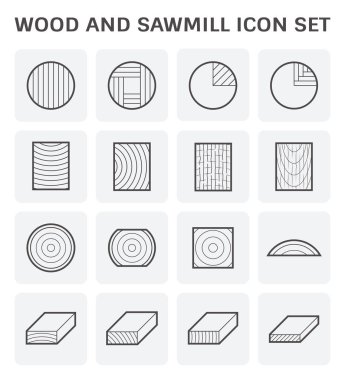 Ağaç ve kereste fabrikası Icon set.