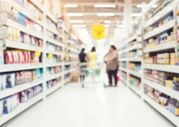 Foto Borrosa Los Productos Estante Para Fondo Compra — Foto de Stock