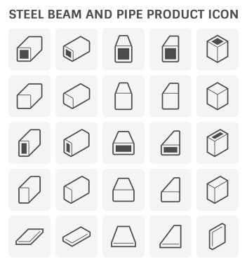 İnşaat ve iş sanayi çelik kiriş ve boru ürün simgesi.