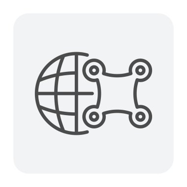 Drone ve küresel simgesi tasarım, düzenlenebilir kontur.