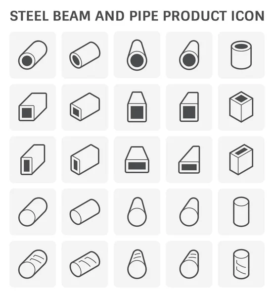Stål Balk Och Pipe Produktikonen För Bygg Och Industri Arbete — Stock vektor