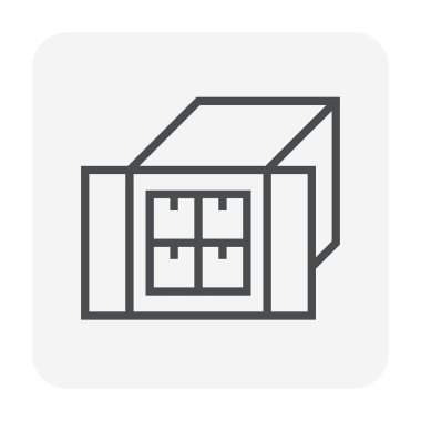 Forklift ve kutusu simgesi, 64 x 64 mükemmel piksel ve düzenlenebilir kontur.