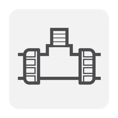 HDPE boru ve bağlantı ortak simgesi tasarım, siyah ve anahat.