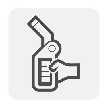 Benzin İstasyonu ve ekipman simgesi tasarım, siyah ve anahat.