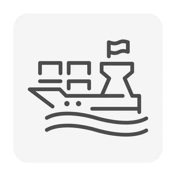 Cargo Container Cargo Ship Icon Design Editable Stroke — Stock Vector