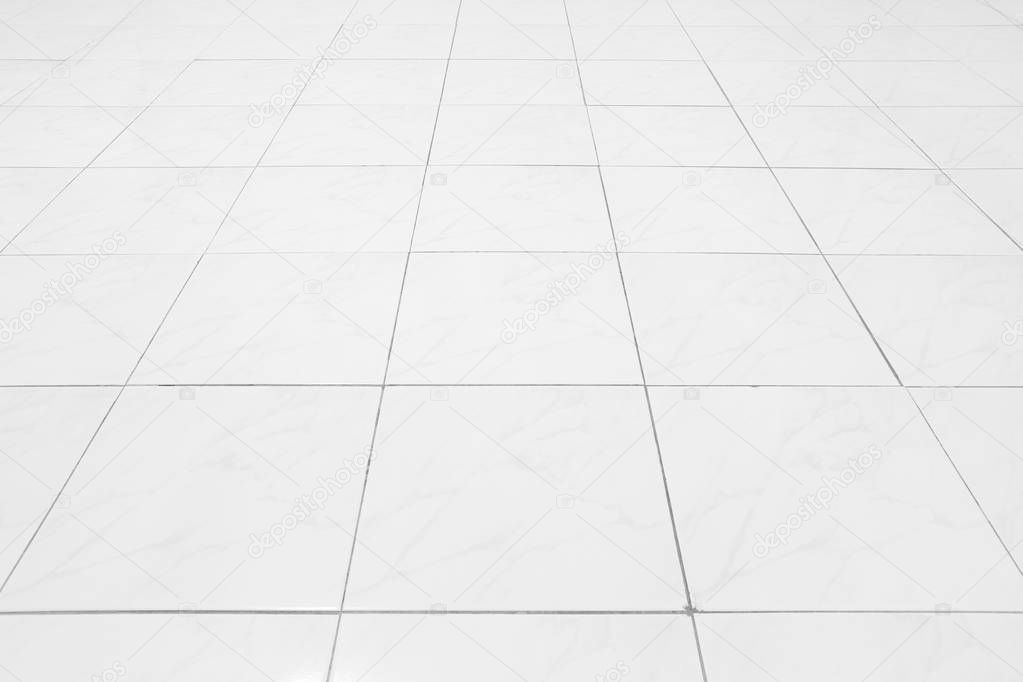 White tile floor with grid line for background.