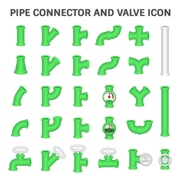 Icono Vectorial Conector Tubería Acero Válvula Para Trabajos Plomería — Vector de stock