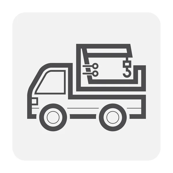 Grúa Camión Hiab Camión Icono Diseño Negro Contorno — Vector de stock