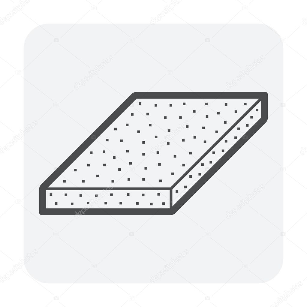 Roof tile and insulation icon design, black color.