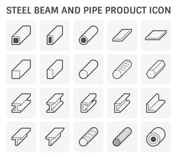 構築と業界の仕事の鋼梁とパイプ製品アイコン — ストックベクタ