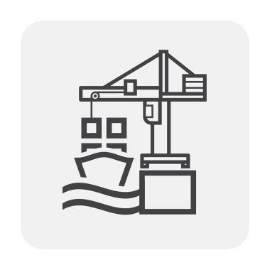 Beyaz Vinç ve kargo gemisi simgesine.