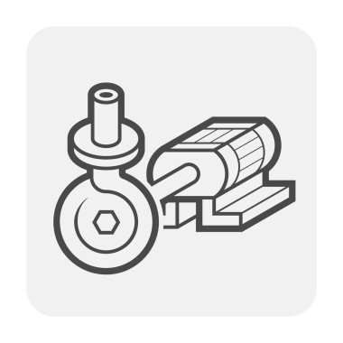 Su dağıtımı için elektrik pompası ve çelik boru beyaz arka planda izole edildi.