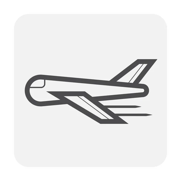 Ikona samolot czarny — Wektor stockowy