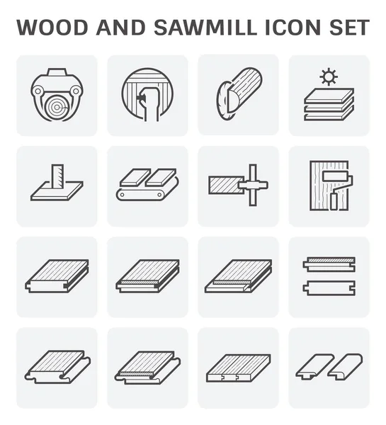 Ikon kayu sawmill - Stok Vektor