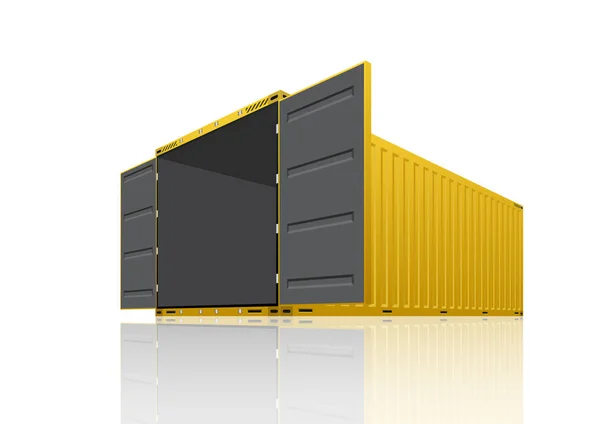貨物コンテナーまたはコンテナーと物流 輸送作業の白い背景で隔離の製品梱包箱のベクトル — ストックベクタ
