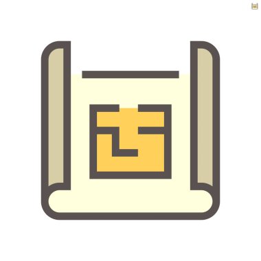 Mühendislik çizim planı vektör ikonu tasarımı, 48x48 piksel mükemmel ve düzenlenebilir vuruş.