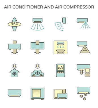 Klima ve hava kompresörü vektör simgesi dizaynı, düzenlenebilir vuruş.