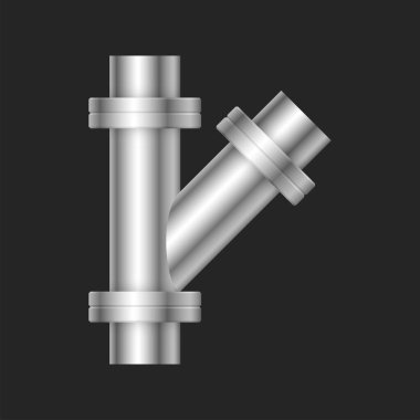 Çelik boru bağlantı simgesi tasarımı beyaz arkaplanda izole edildi.