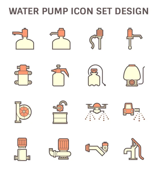 Drinkwaterpomp Vloeistofpomp Icoon Set Ontwerp — Stockvector