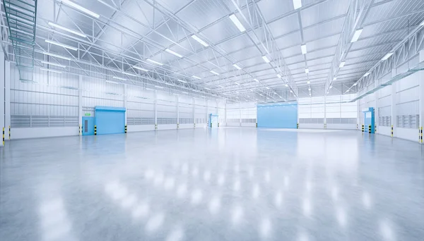 Renderização Hangar Vazio Piso Concreto Porta Obturador Condição Limpa Nova — Fotografia de Stock