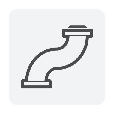 Boru bağlantısı simgesi, siyah renk.