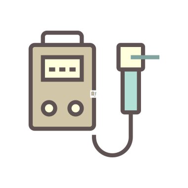 Kaynak kabini ve kaynak makinesi vektör simgesi tasarımı beyaz arkaplanda, 64x64 piksel mükemmel ve düzenlenebilir vuruş.