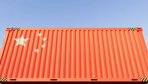 3d rendering of cargo container and  China trade concept design.