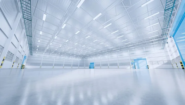 Rendering Leerer Hangar Und Betonboden Und Rolltür Sauberer Und Neuwertiger lizenzfreie Stockfotos