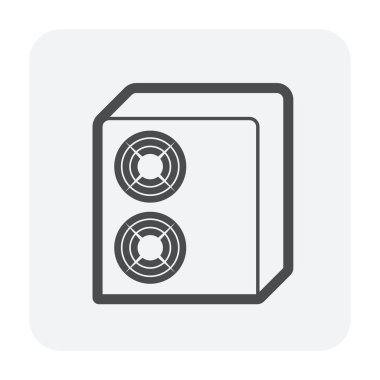 Hava kompresörü simgesi, siyah renk.