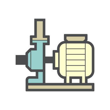 Su dağıtımı için elektrik pompası ve çelik boru beyaz arka planda izole edildi.