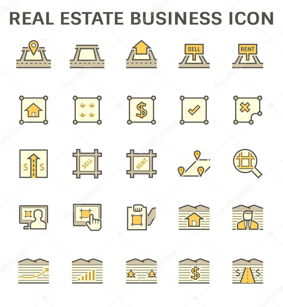 Real estate business and land investment vector icon set design.