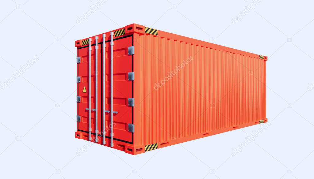 3d rendering of cargo container and  China trade concept design.