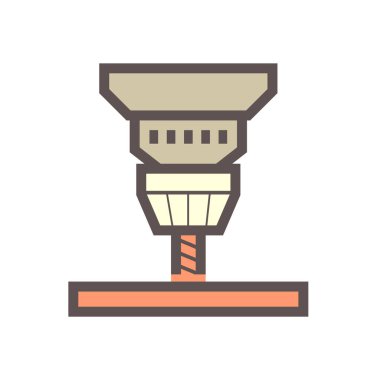 Üretim endüstrisi işleme vektör simgesi tasarımında beyaz arkaplanda daha fazla sondaj çalışması.