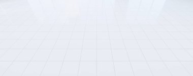 Beyaz fayans zemininin ızgara çizgisi ve temiz cam kapılı parlak yansıması perspektif görünümü, temiz ve yeni durum kullanımı arka planda.