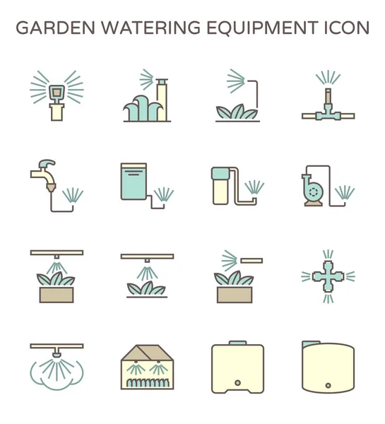 花园浇水设备和洒水图标设置自动洒水系统图形设计元素 可编辑冲程 — 图库矢量图片