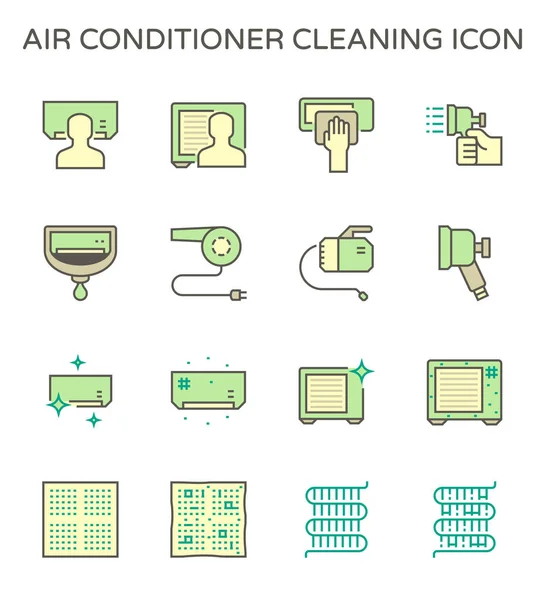 Acondicionador Aire Compresor Aire Trabajos Limpieza Herramientas Vector Icono Conjunto — Vector de stock