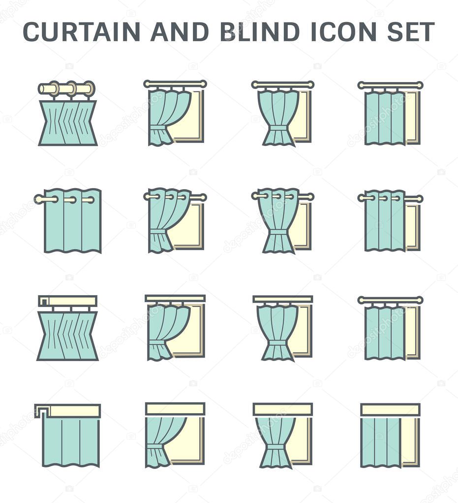 Curtain and blind decoration vector icon set design.