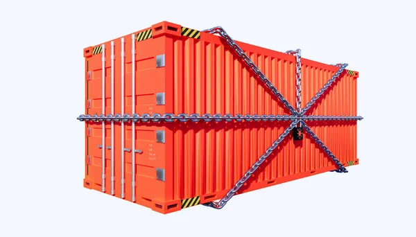Візуалізація Вантажного Контейнера Блокування Торгівлі Конструкцією Концепції Коронавірусу — стокове фото