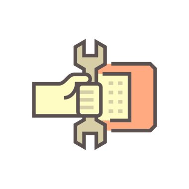 Klima servisi ve teknisyen vektör simgesi tasarımı, düzenlenebilir vuruş.