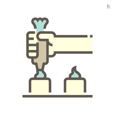 Beyaz arkaplanda kremalı buzlu uçlar, gıda işleme endüstrisi vektör ikonu tasarımı, 64x64 piksel mükemmel ve düzenlenebilir vuruş.