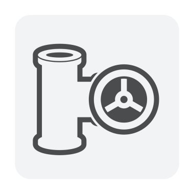 Boru konektörü ve valf simgesi.