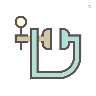 Beyaz arkaplanda C-klemp vektör ikonu tasarımı, 64x64 piksel mükemmel ve düzenlenebilir vuruş.