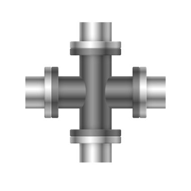 Çelik boru bağlantı simgesi tasarımı beyaz arkaplanda izole edildi.