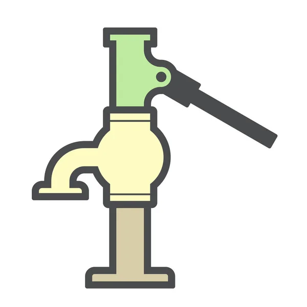 Brunnen Handpumpe Für Wasser Arbeit Vektor Icon Design — Stockvektor