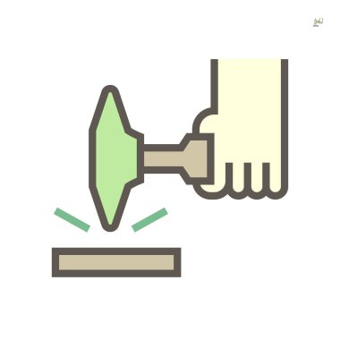 Kaynak işi ve temizlik yöntemi çekiç vektör simgesi tasarımı, 64x64 piksel mükemmel ve düzenlenebilir vuruş.