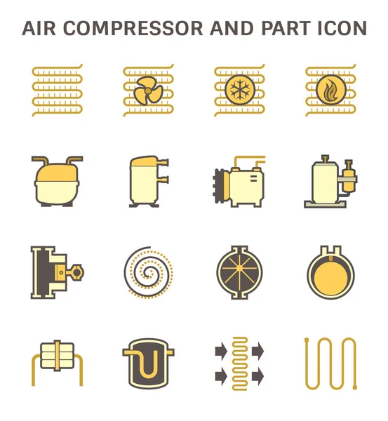 Légkompresszor Része Légkondicionáló Rendszer Vektor Ikon Készlet Design Fehér Alapon — Stock Vector