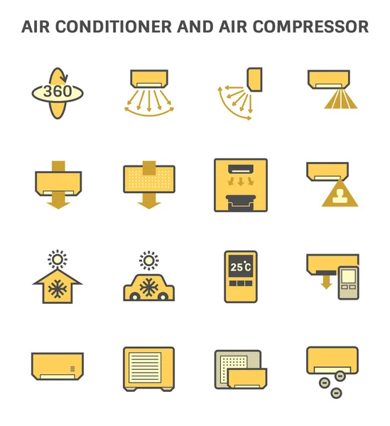 Acondicionador Aire Control Remoto Vector Icono Conjunto Diseño Sobre Fondo — Vector de stock