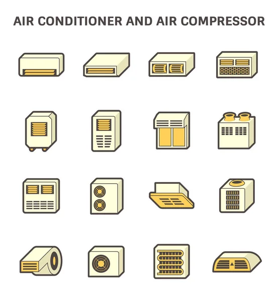 Luftkonditionering Och Luftkompressor Del Hvac System Vektor Ikon Set Design — Stock vektor