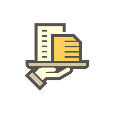 Beyaz üzerinde emlakçı ve yatırım vektörü simgesi tasarımı.